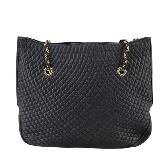 BALLY Chain Tote Bag Leather Black Gold Auth - Picture 12 of 16
